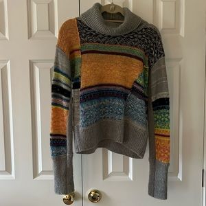 Free People color block turtleneck sweater